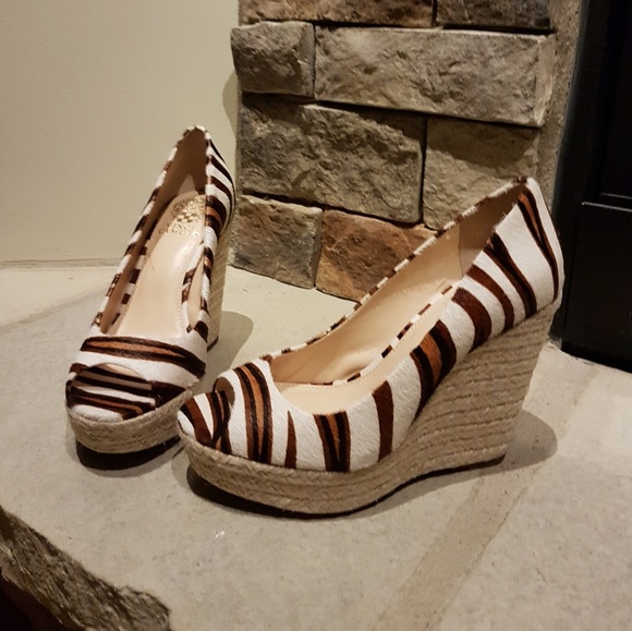 Vince Camuto Shoes - RARE! Vince Camuto Cowhair Striped Wedges